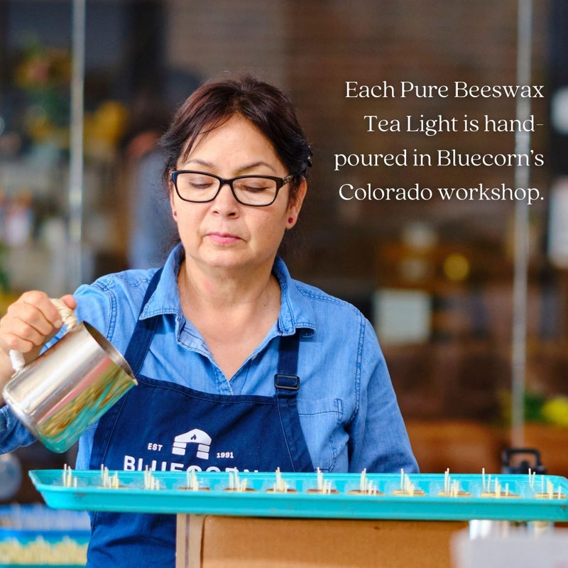 Bluecorn Beeswax Tea Light Candles, 100% Pure Natural Bees Wax, Yellow Tea Lights, Fragrance Free, Paraffin & Soy Free Candle Wax, Clean Burning, Long Lasting, American Made, Christmas Decor, 24 Pack - Image 2